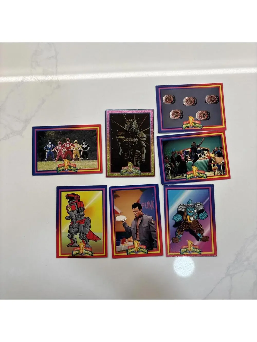 Lot of 7 Mighty Morphin Power Rangers 1994 Cards
